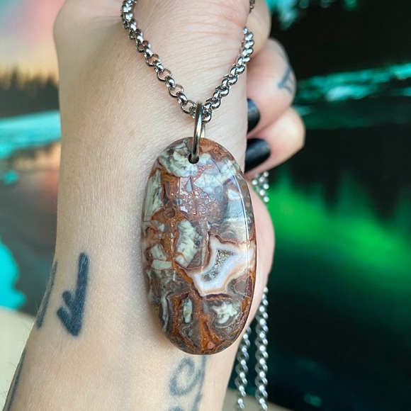 Double layer necklace lava rock red leopard jasper - Picture 9 of 11